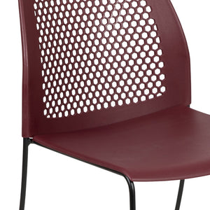 English Elm HERCULES 661 lb. Capacity Stack Chair with Air-Vent Back, Durable Design for High-Use Environments Burgundy RUT-498A-BY-GG