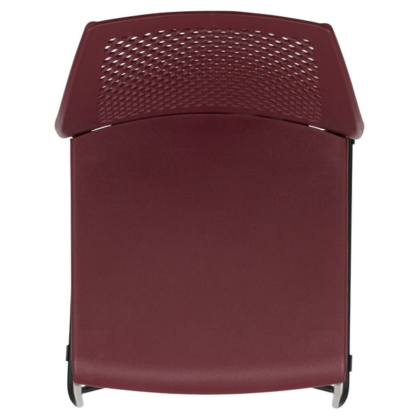 English Elm HERCULES 661 lb. Capacity Stack Chair with Air-Vent Back, Durable Design for High-Use Environments Burgundy RUT-498A-BY-GG
