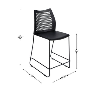 English Elm HERCULES Stackable Counter Stool with Airflow Back, Durable Sled Base for Comfort & Space-Saving Design Black Plastic/Black Frame RUT-498A-CS-BK-GG