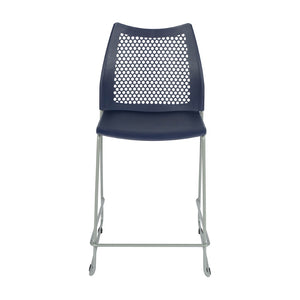 English Elm HERCULES Stackable Counter Stool with Airflow Back, Durable Sled Base for Comfort & Space-Saving Design Navy Plastic/Gray Frame RUT-498A-CS-NV-GG