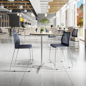 English Elm HERCULES Stackable Counter Stool with Airflow Back, Durable Sled Base for Comfort & Space-Saving Design Navy Plastic/Gray Frame RUT-498A-CS-NV-GG