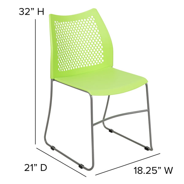 English Elm HERCULES 661 lb. Capacity Stack Chair with Air-Vent Back, Durable Design for High-Use Environments Green RUT-498A-GN-GG