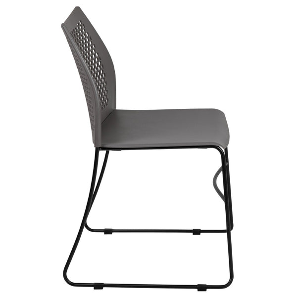 English Elm HERCULES 661 lb. Capacity Stack Chair with Air-Vent Back, Durable Design for High-Use Environments Gray RUT-498A-GY-GG