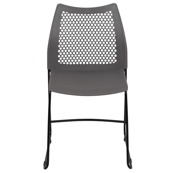 English Elm HERCULES 661 lb. Capacity Stack Chair with Air-Vent Back, Durable Design for High-Use Environments Gray RUT-498A-GY-GG