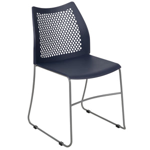 English Elm HERCULES 661 lb. Capacity Stack Chair with Air-Vent Back, Durable Design for High-Use Environments Navy RUT-498A-NY-GG