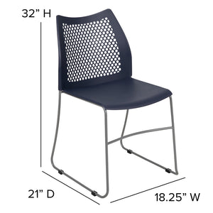 English Elm HERCULES 661 lb. Capacity Stack Chair with Air-Vent Back, Durable Design for High-Use Environments Navy RUT-498A-NY-GG
