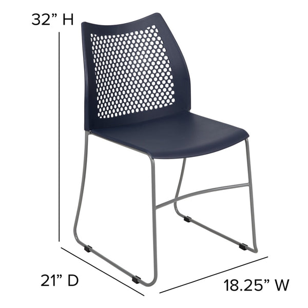 English Elm HERCULES 661 lb. Capacity Stack Chair with Air-Vent Back, Durable Design for High-Use Environments Navy RUT-498A-NY-GG
