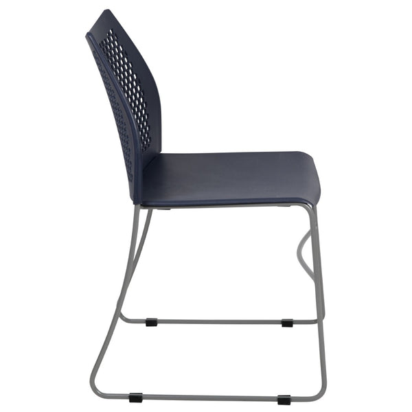 English Elm HERCULES 661 lb. Capacity Stack Chair with Air-Vent Back, Durable Design for High-Use Environments Navy RUT-498A-NY-GG