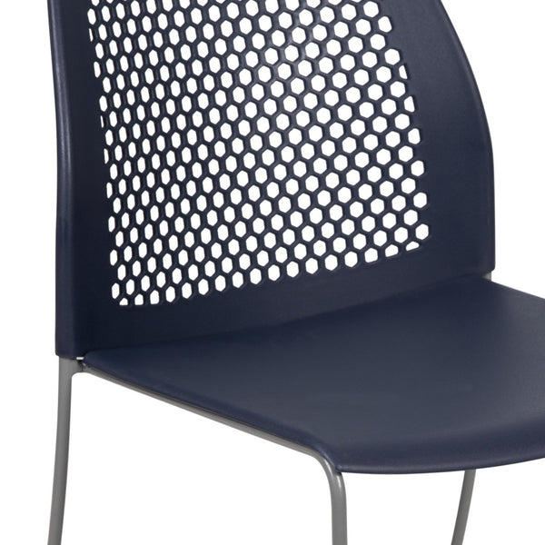 English Elm HERCULES 661 lb. Capacity Stack Chair with Air-Vent Back, Durable Design for High-Use Environments Navy RUT-498A-NY-GG