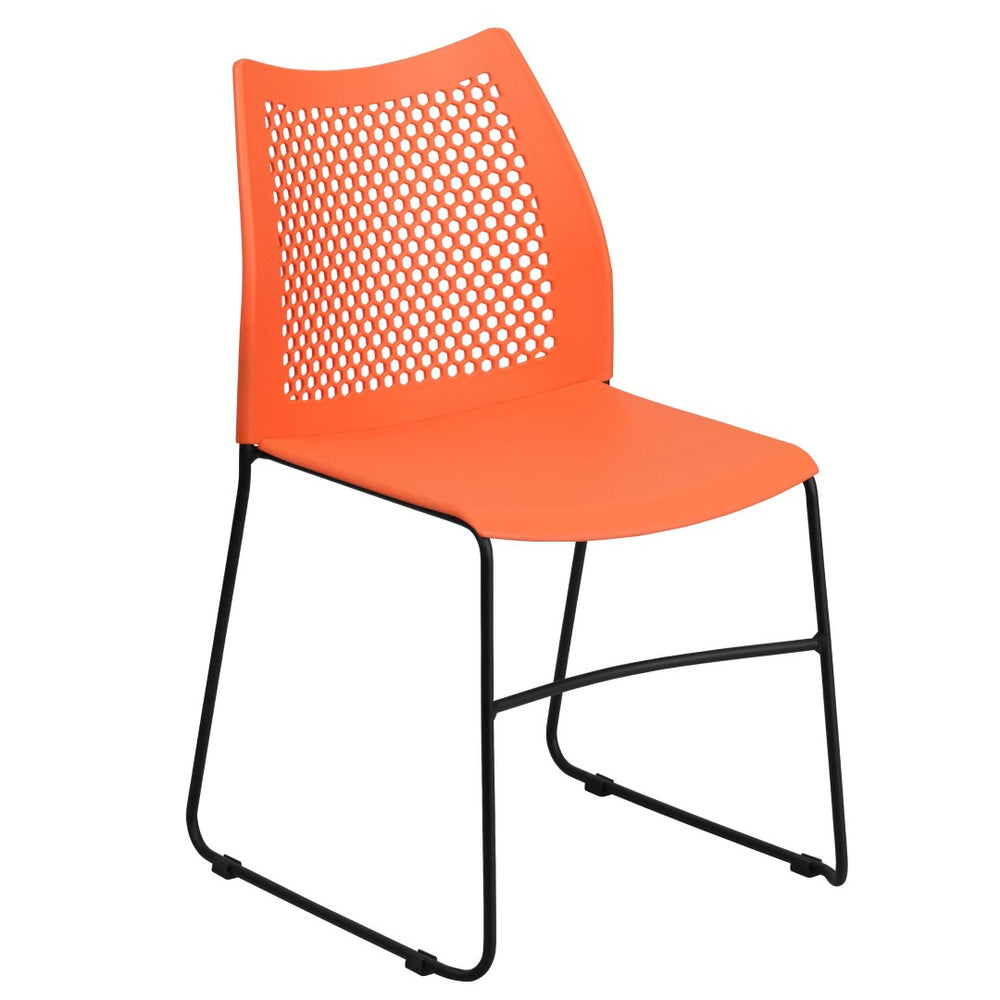 English Elm HERCULES 661 lb. Capacity Stack Chair with Air-Vent Back, Durable Design for High-Use Environments Orange RUT-498A-ORANGE-GG