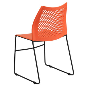 English Elm HERCULES 661 lb. Capacity Stack Chair with Air-Vent Back, Durable Design for High-Use Environments Orange RUT-498A-ORANGE-GG