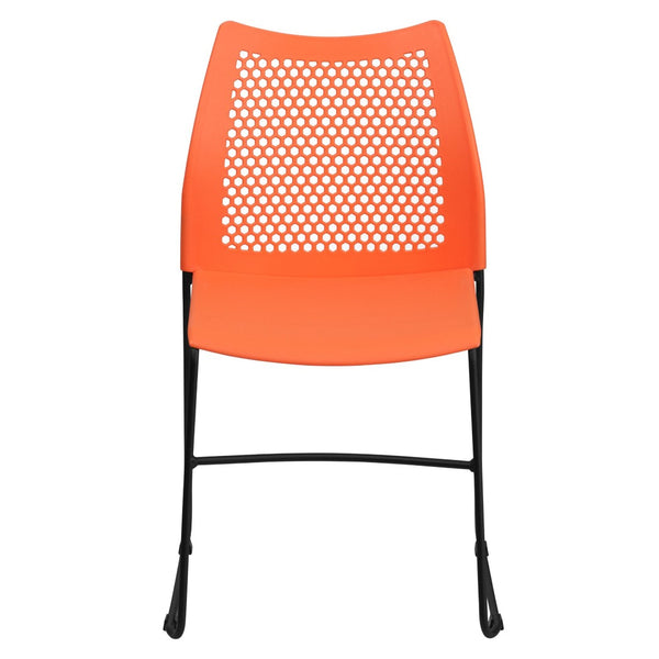 English Elm HERCULES 661 lb. Capacity Stack Chair with Air-Vent Back, Durable Design for High-Use Environments Orange RUT-498A-ORANGE-GG