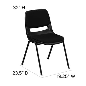 English Elm HERCULES 880 lb. Capacity Ergonomic Black Padded Stack Chair for Classrooms & Events, Durable Design RUT-EO1-01-PAD-GG