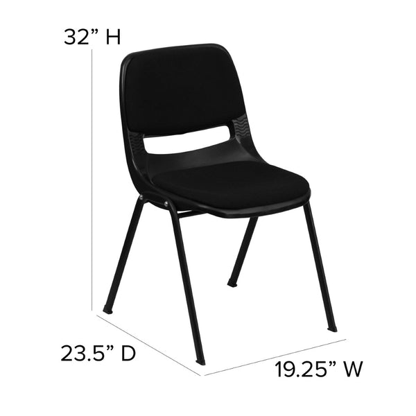English Elm HERCULES 880 lb. Capacity Ergonomic Black Padded Stack Chair for Classrooms & Events, Durable Design RUT-EO1-01-PAD-GG