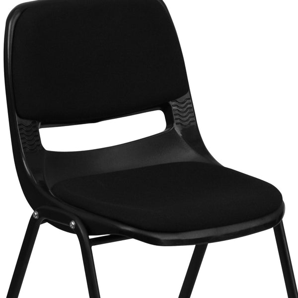 English Elm HERCULES 880 lb. Capacity Ergonomic Black Padded Stack Chair for Classrooms & Events, Durable Design RUT-EO1-01-PAD-GG