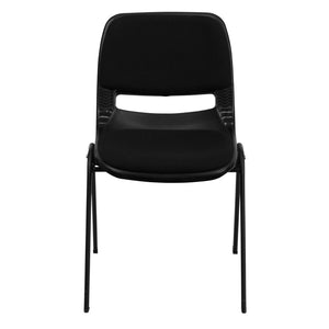English Elm HERCULES 880 lb. Capacity Ergonomic Black Padded Stack Chair for Classrooms & Events, Durable Design RUT-EO1-01-PAD-GG