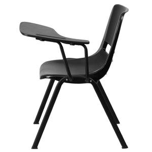English Elm HERCULES Ergonomic Shell Chair with Left-Handed Flip-Up Tablet Arm for Space-Saving Comfort & Style Black RUT-EO1-BK-LTAB-GG