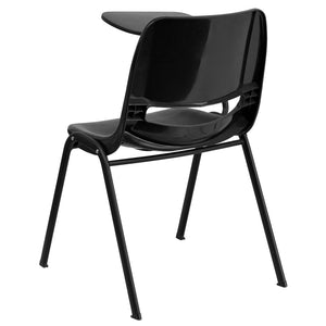English Elm HERCULES Ergonomic Shell Chair with Flip-Up Tablet Arm for Classrooms and Multipurpose Spaces Black RUT-EO1-BK-RTAB-GG