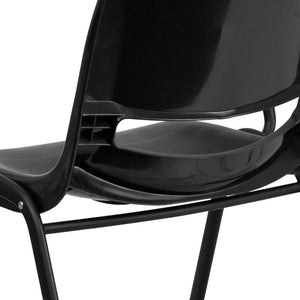 English Elm HERCULES Ergonomic Shell Chair with Flip-Up Tablet Arm for Classrooms and Multipurpose Spaces Black RUT-EO1-BK-RTAB-GG