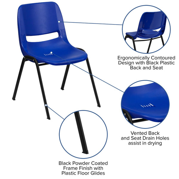 English Elm HERCULES Ergonomic Shell Stack Chair with 880 lb Capacity for Comfortable, Durable Seating Solutions Blue RUT-EO1-BL-GG
