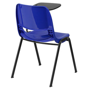 English Elm HERCULES Ergonomic Shell Chair with Left-Handed Flip-Up Tablet Arm for Space-Saving Comfort & Style Blue RUT-EO1-BL-LTAB-GG