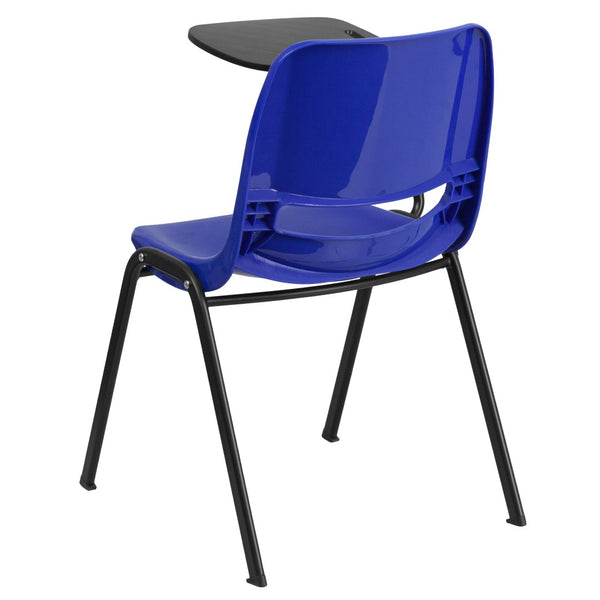 English Elm HERCULES Ergonomic Shell Chair with Flip-Up Tablet Arm for Classrooms and Multipurpose Spaces Blue RUT-EO1-BL-RTAB-GG