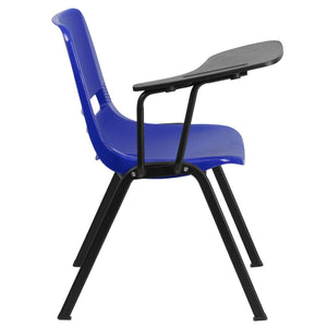 English Elm HERCULES Ergonomic Shell Chair with Flip-Up Tablet Arm for Classrooms and Multipurpose Spaces Blue RUT-EO1-BL-RTAB-GG