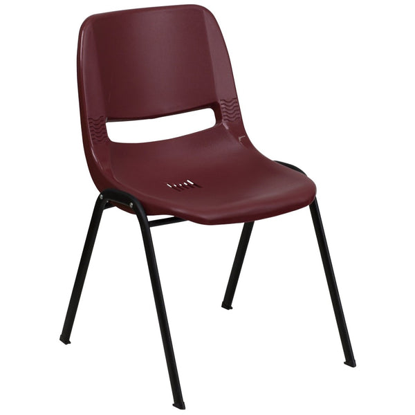 English Elm HERCULES Ergonomic Shell Stack Chair with 880 lb Capacity for Comfortable, Durable Seating Solutions Burgundy RUT-EO1-BY-GG