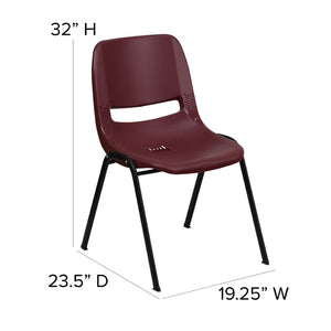 English Elm HERCULES Ergonomic Shell Stack Chair with 880 lb Capacity for Comfortable, Durable Seating Solutions Burgundy RUT-EO1-BY-GG