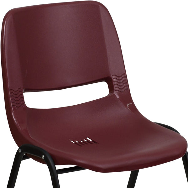 English Elm HERCULES Ergonomic Shell Stack Chair with 880 lb Capacity for Comfortable, Durable Seating Solutions Burgundy RUT-EO1-BY-GG