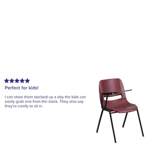 English Elm HERCULES Ergonomic Shell Chair with Flip-Up Tablet Arm for Classrooms and Multipurpose Spaces Burgundy RUT-EO1-BY-RTAB-GG