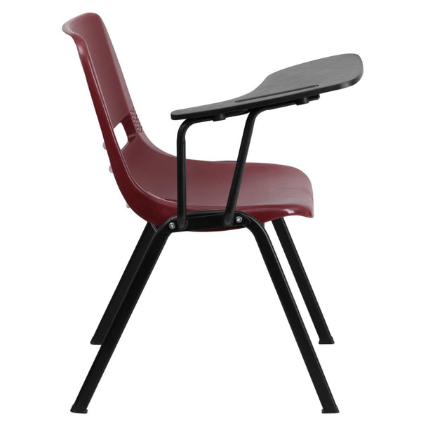 English Elm HERCULES Ergonomic Shell Chair with Flip-Up Tablet Arm for Classrooms and Multipurpose Spaces Burgundy RUT-EO1-BY-RTAB-GG