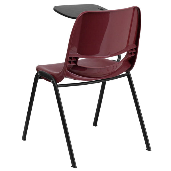 English Elm HERCULES Ergonomic Shell Chair with Flip-Up Tablet Arm for Classrooms and Multipurpose Spaces Burgundy RUT-EO1-BY-RTAB-GG