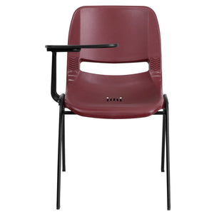 English Elm HERCULES Ergonomic Shell Chair with Flip-Up Tablet Arm for Classrooms and Multipurpose Spaces Burgundy RUT-EO1-BY-RTAB-GG