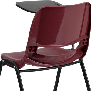 English Elm HERCULES Ergonomic Shell Chair with Flip-Up Tablet Arm for Classrooms and Multipurpose Spaces Burgundy RUT-EO1-BY-RTAB-GG