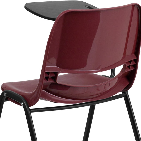 English Elm HERCULES Ergonomic Shell Chair with Flip-Up Tablet Arm for Classrooms and Multipurpose Spaces Burgundy RUT-EO1-BY-RTAB-GG