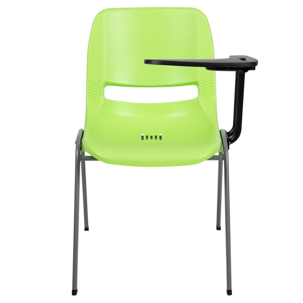 English Elm HERCULES Ergonomic Shell Chair with Left-Handed Flip-Up Tablet Arm for Space-Saving Comfort & Style Green RUT-EO1-GN-LTAB-GG