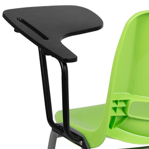 English Elm HERCULES Ergonomic Shell Chair with Left-Handed Flip-Up Tablet Arm for Space-Saving Comfort & Style Green RUT-EO1-GN-LTAB-GG