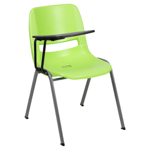 English Elm HERCULES Ergonomic Shell Chair with Flip-Up Tablet Arm for Classrooms and Multipurpose Spaces Green RUT-EO1-GN-RTAB-GG