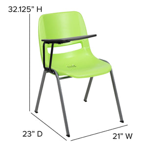 English Elm HERCULES Ergonomic Shell Chair with Flip-Up Tablet Arm for Classrooms and Multipurpose Spaces Green RUT-EO1-GN-RTAB-GG
