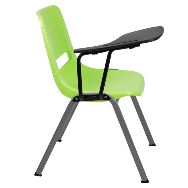 English Elm HERCULES Ergonomic Shell Chair with Flip-Up Tablet Arm for Classrooms and Multipurpose Spaces Green RUT-EO1-GN-RTAB-GG