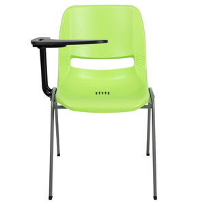 English Elm HERCULES Ergonomic Shell Chair with Flip-Up Tablet Arm for Classrooms and Multipurpose Spaces Green RUT-EO1-GN-RTAB-GG