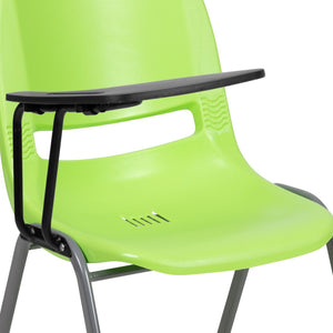 English Elm HERCULES Ergonomic Shell Chair with Flip-Up Tablet Arm for Classrooms and Multipurpose Spaces Green RUT-EO1-GN-RTAB-GG