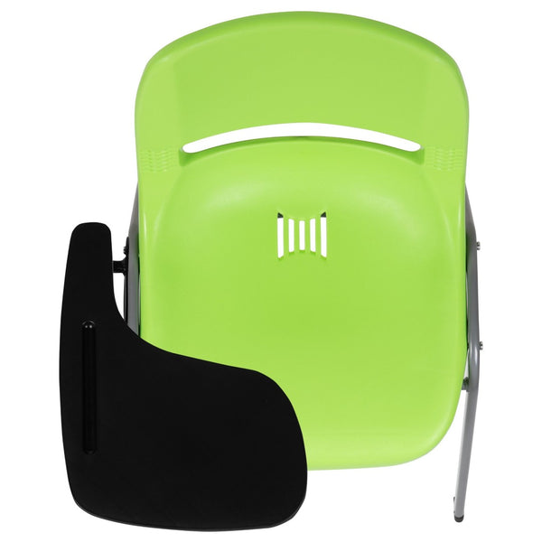 English Elm HERCULES Ergonomic Shell Chair with Flip-Up Tablet Arm for Classrooms and Multipurpose Spaces Green RUT-EO1-GN-RTAB-GG