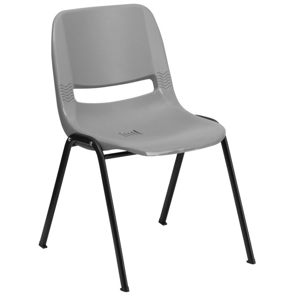 English Elm HERCULES Ergonomic Shell Stack Chair with 880 lb Capacity for Comfortable, Durable Seating Solutions Gray RUT-EO1-GY-GG