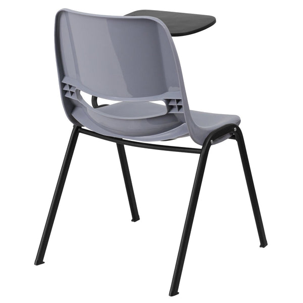 English Elm HERCULES Ergonomic Shell Chair with Left-Handed Flip-Up Tablet Arm for Space-Saving Comfort & Style Gray RUT-EO1-GY-LTAB-GG