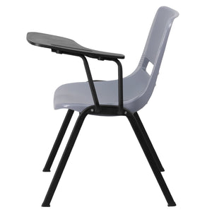 English Elm HERCULES Ergonomic Shell Chair with Left-Handed Flip-Up Tablet Arm for Space-Saving Comfort & Style Gray RUT-EO1-GY-LTAB-GG