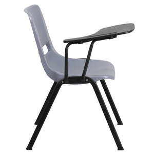 English Elm HERCULES Ergonomic Shell Chair with Flip-Up Tablet Arm for Classrooms and Multipurpose Spaces Gray RUT-EO1-GY-RTAB-GG