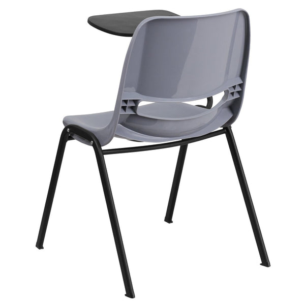 English Elm HERCULES Ergonomic Shell Chair with Flip-Up Tablet Arm for Classrooms and Multipurpose Spaces Gray RUT-EO1-GY-RTAB-GG