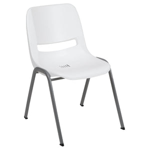 English Elm HERCULES Ergonomic Shell Stack Chair with 880 lb Capacity for Comfortable, Durable Seating Solutions White RUT-EO1-WH-GG